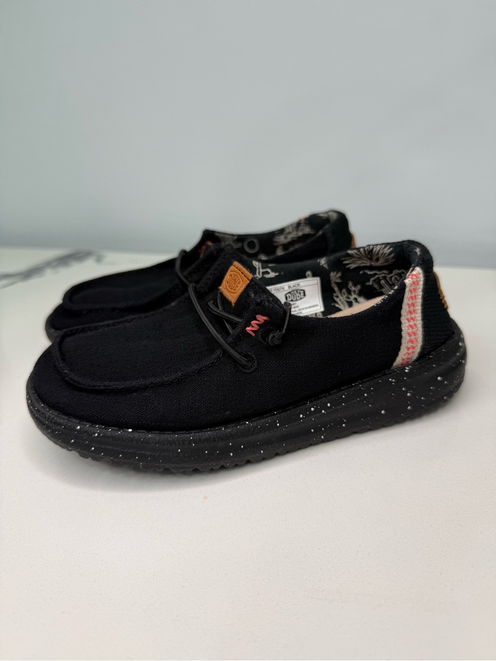 Hey Dude Wendy Washed Youth Black Shoes Size TD11